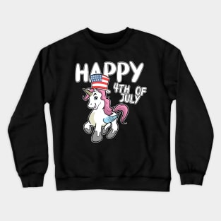 Happy 4th Of July Unicorn Independence Day Crewneck Sweatshirt